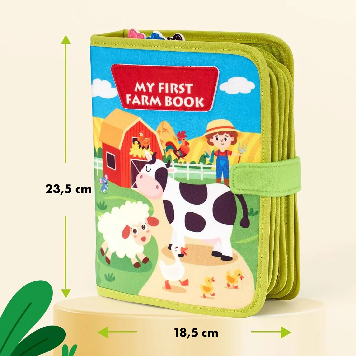 Wymiary sensorycznej książeczki Montessori Farma