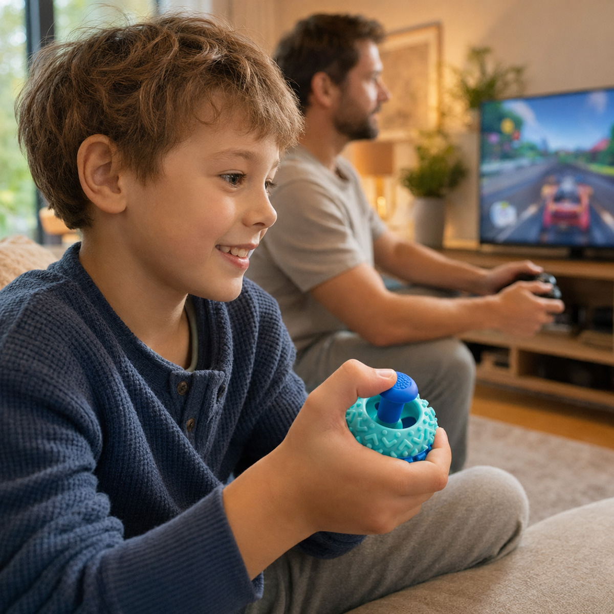 Sensoryczny joystick podczas zabawy przy konsoli