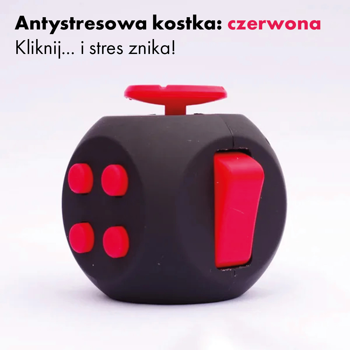 Czerwona kostka sensoryczna antystresowa Fidget Cube do ręki